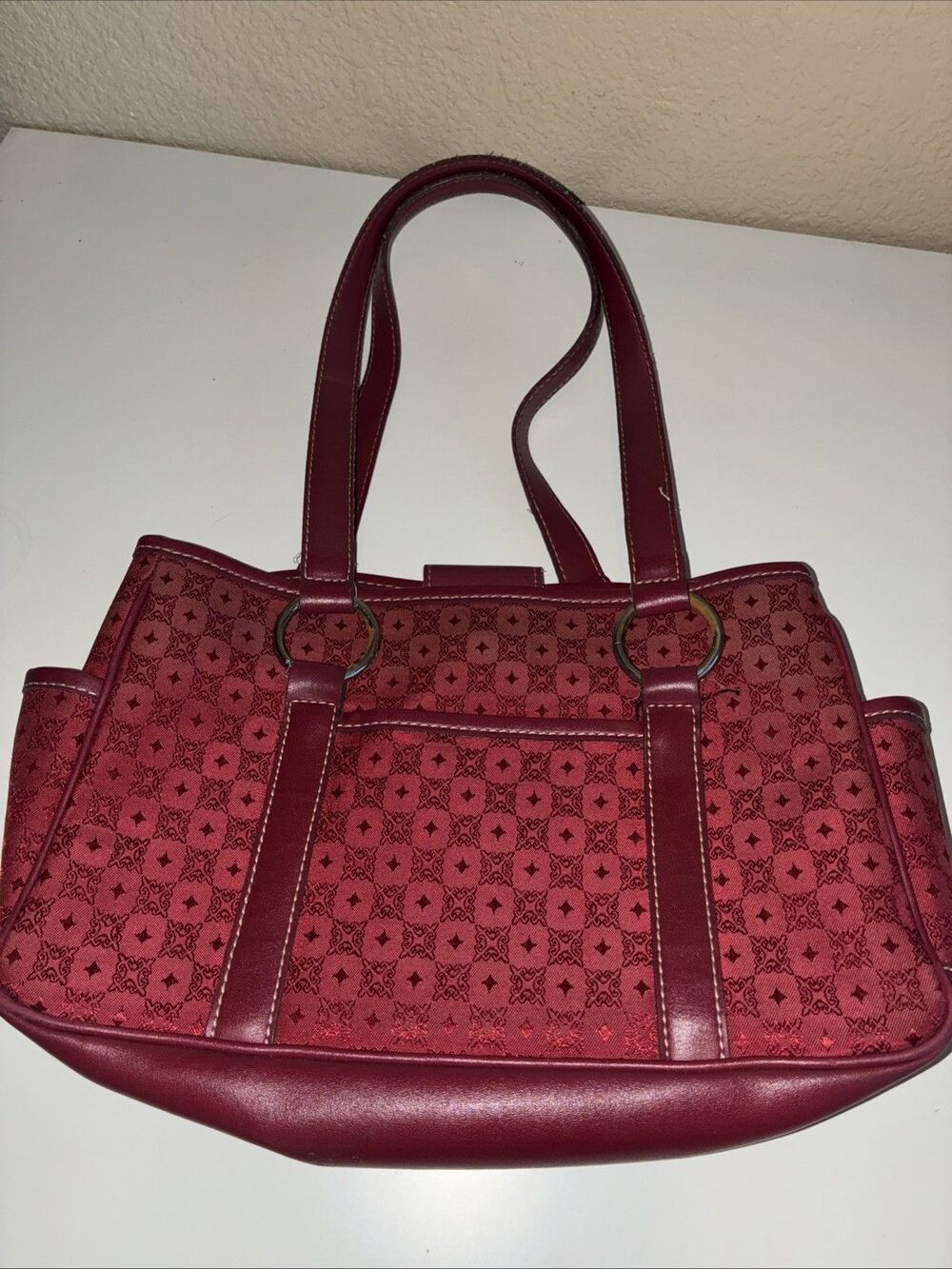 Vintage Villager (Liz Claiborne) Red Pattern Purse Shoulder Bag Handbag 90s Y2K